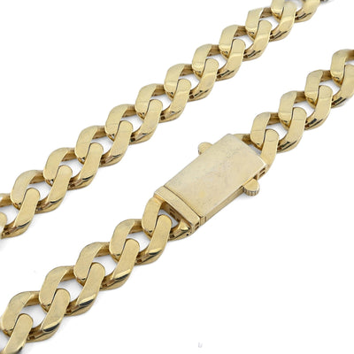 12MM 1/10th 10k Yellow Gold Bonded 925 Cuban Link Chain 22 Inch 42.3gms Necklace - Elite Jewelers - Necklaces & Chains