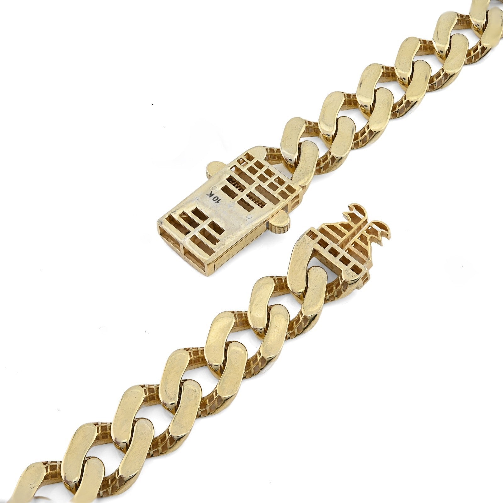 12MM 1/10th 10k Yellow Gold Bonded 925 Cuban Link Chain 22 Inch 42.3gms Necklace - Elite Jewelers - Necklaces & Chains