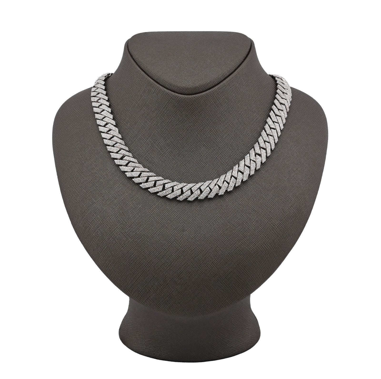 12MM 925 Silver 14.83CTW Natural Diamond Snake Cuban Chain 18In 96.7gms Necklace - Elite Jewelers - Necklaces & Chains