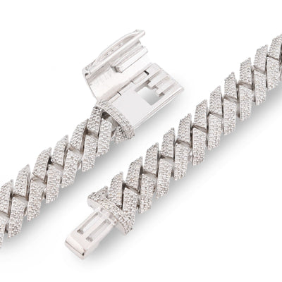 12MM 925 Silver 14.83CTW Natural Diamond Snake Cuban Chain 18In 96.7gms Necklace - Elite Jewelers - Necklaces & Chains