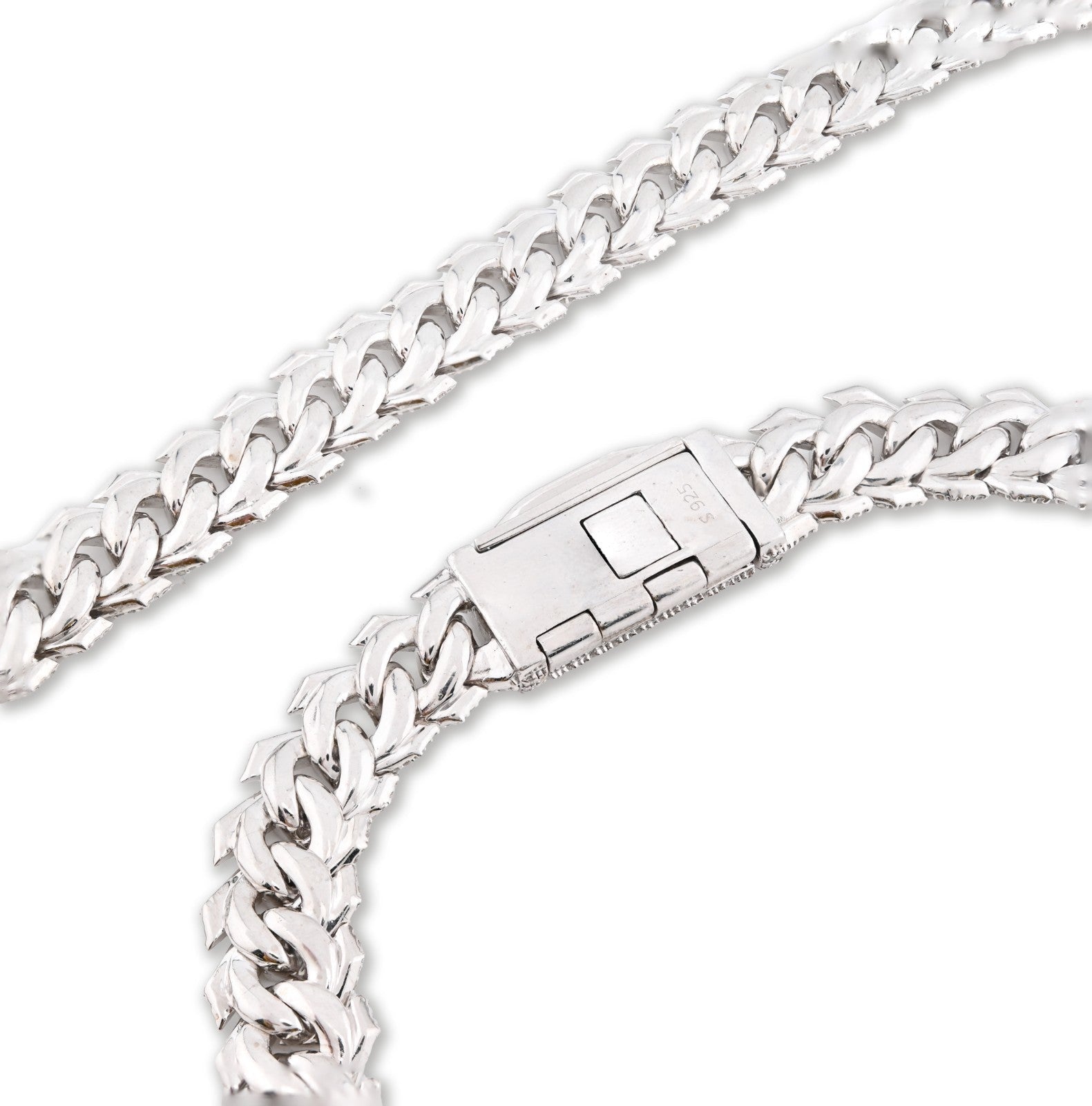 12MM 925 Silver 14.83CTW Natural Diamond Snake Cuban Chain 18In 96.7gms Necklace - Elite Jewelers - Necklaces & Chains