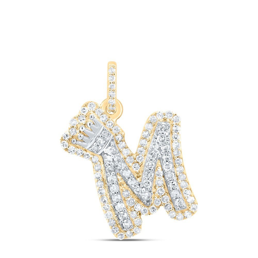 1/3CTW Natural Diamond 10k Yellow & White Gold Initial "M" Charm 1.95g Pendant - Elite Jewelers - Charms & Pendants