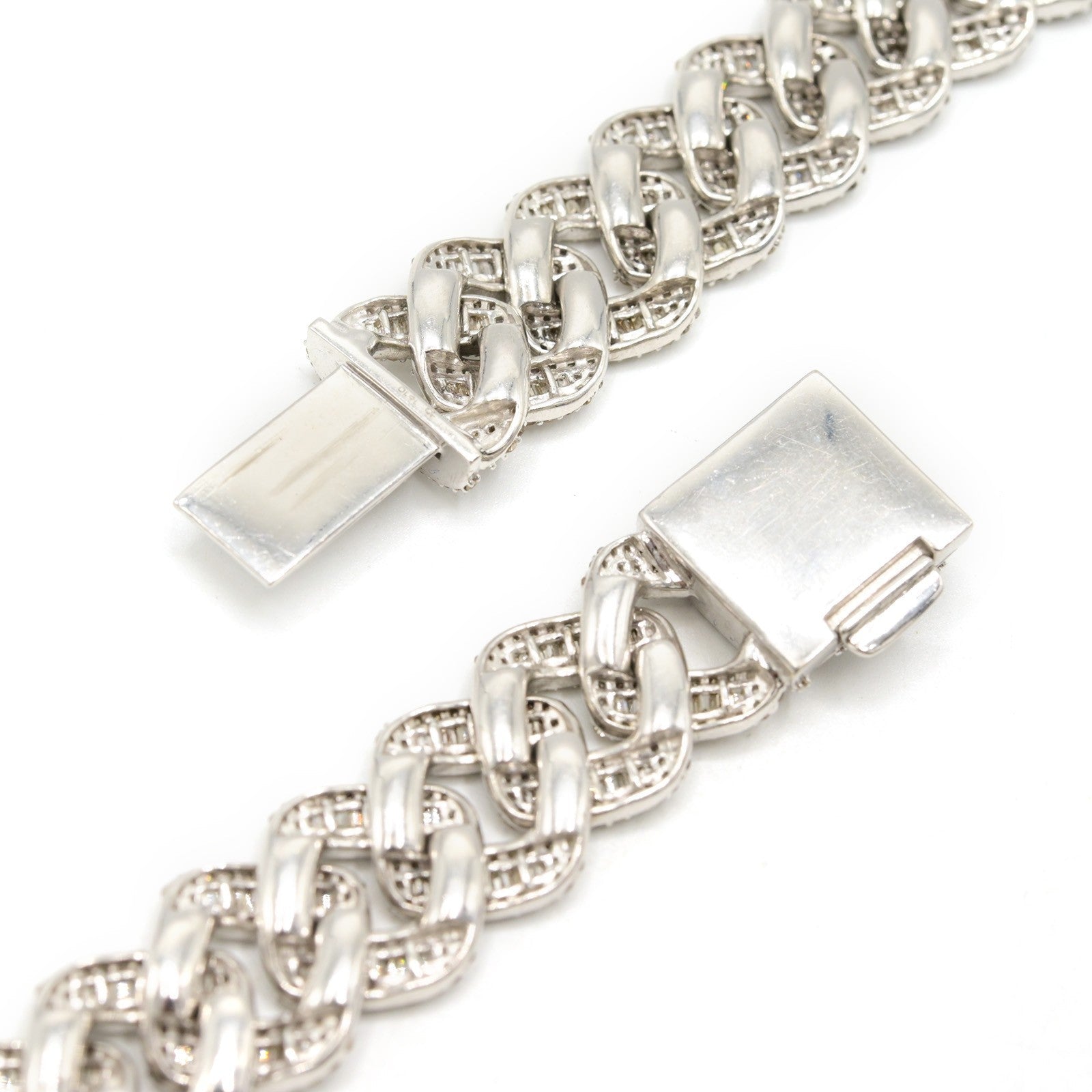 13MM 10k White Gold 21In 24CTW Natural Round/Baguette Diamond Cuban Chain 80.5gm - Elite Jewelers - Necklaces & Chains