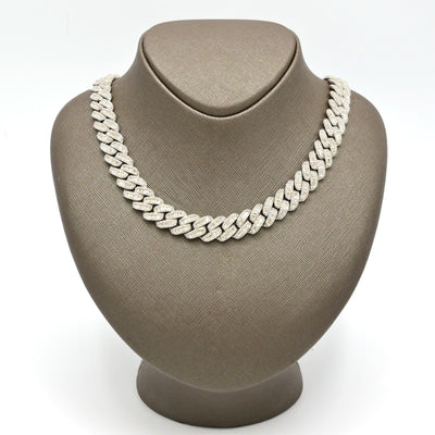 13MM 10k White Gold 21In 24CTW Natural Round/Baguette Diamond Cuban Chain 80.5gm - Elite Jewelers - Necklaces & Chains
