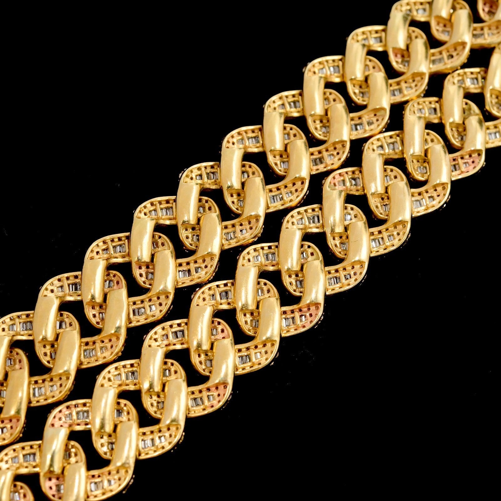 13MM 10k Yellow Gold 21 Inch 24CTW Round/Baguette Diamond Cuban Chain 74.4gms - Elite Jewelers - Necklaces & Chains