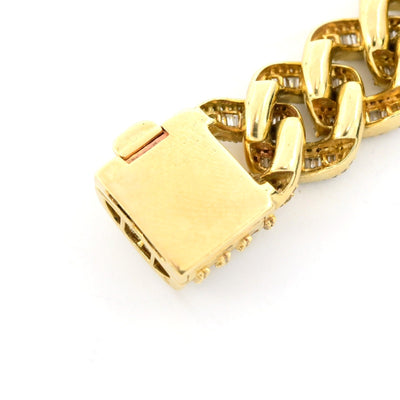 13MM 10k Yellow Gold 48.1gm 11CTW Round/Baguette Diamond Cuban Bracelet 8.5 Inch - Elite Jewelers - Bracelets