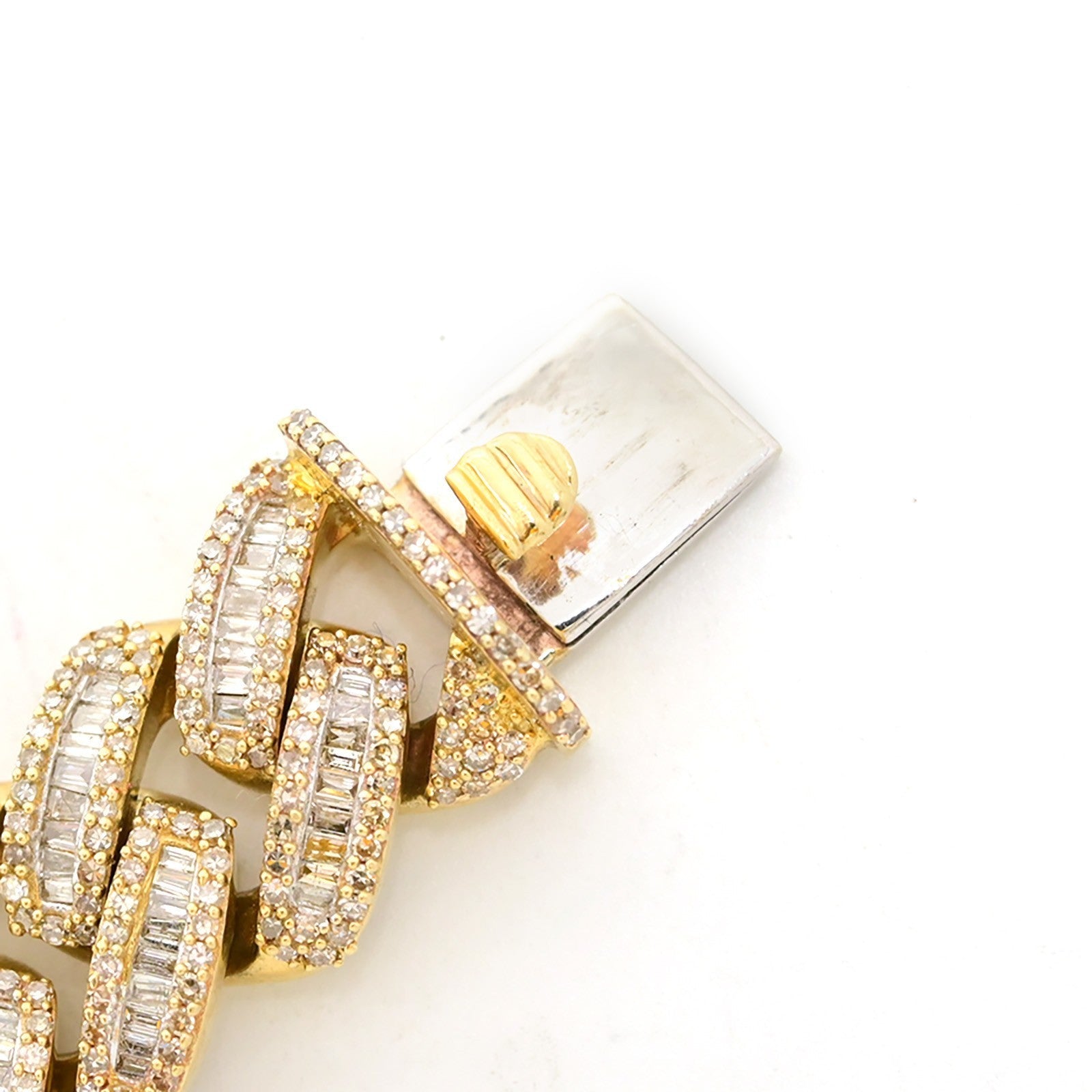 13MM 10k Yellow Gold 48.1gm 11CTW Round/Baguette Diamond Cuban Bracelet 8.5 Inch - Elite Jewelers - Bracelets