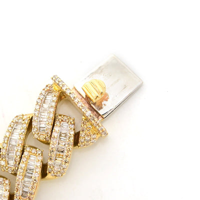 13MM 10k Yellow Gold 48.1gm 11CTW Round/Baguette Diamond Cuban Bracelet 8.5 Inch - Elite Jewelers - Bracelets