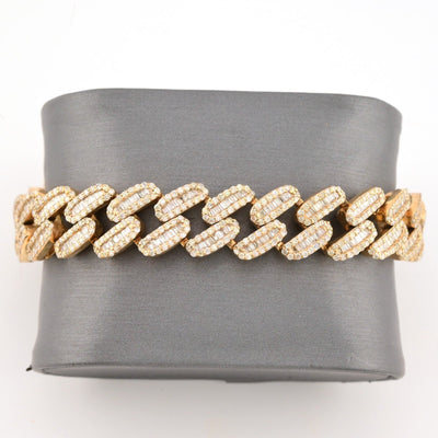 13MM 10k Yellow Gold 55.7gm 12CTW Pure Round/Baguette Diamond Cuban 8In Bracelet - Elite Jewelers - Bracelets