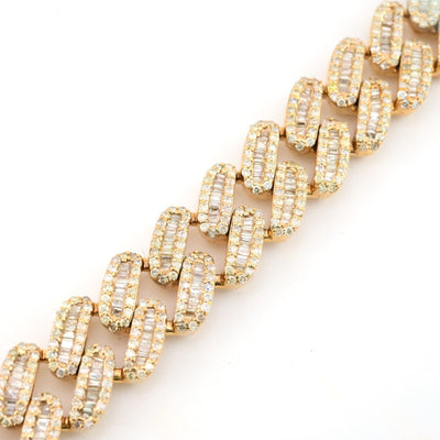 13MM 10k Yellow Gold 55.7gm 12CTW Pure Round/Baguette Diamond Cuban 8In Bracelet - Elite Jewelers - Bracelets