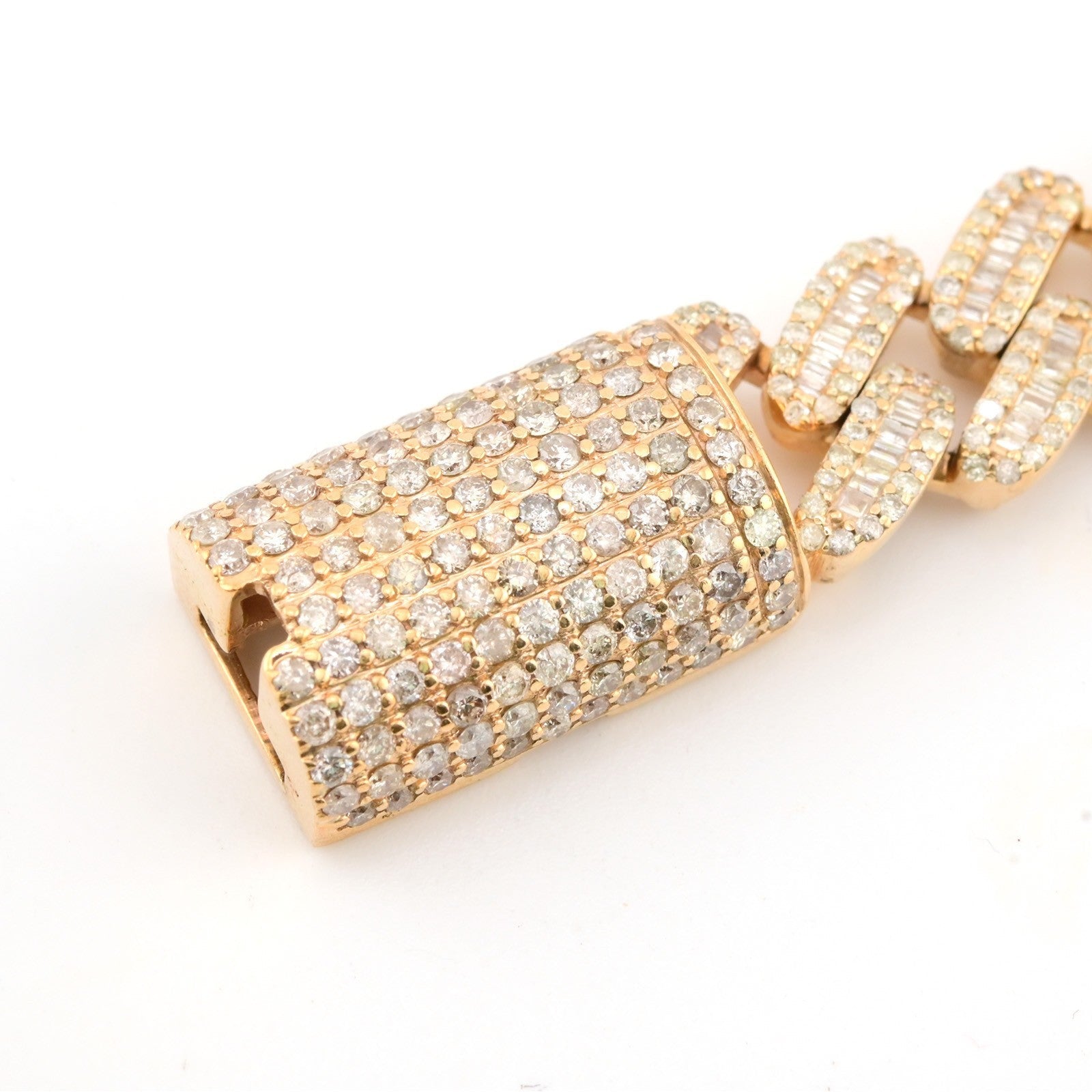 13MM 10k Yellow Gold 55.7gm 12CTW Pure Round/Baguette Diamond Cuban 8In Bracelet - Elite Jewelers - Bracelets