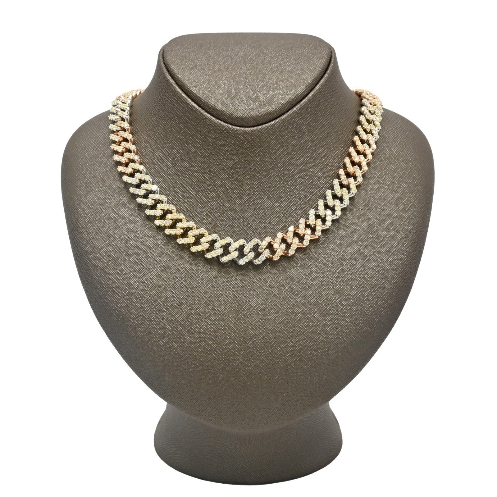 13MM 10k Yellow & Rose Gold 20 Inches 16CTW Natural Diamond Cuban Chain 83gms - Elite Jewelers - Necklaces & Chains