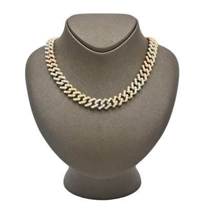 13MM 10k Yellow & Rose Gold 20 Inches 16CTW Natural Diamond Cuban Chain 83gms - Elite Jewelers - Necklaces & Chains