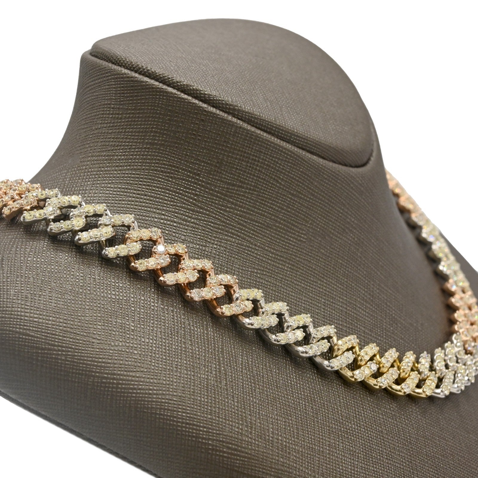 13MM 10k Yellow & Rose Gold 20 Inches 16CTW Natural Diamond Cuban Chain 83gms - Elite Jewelers - Necklaces & Chains
