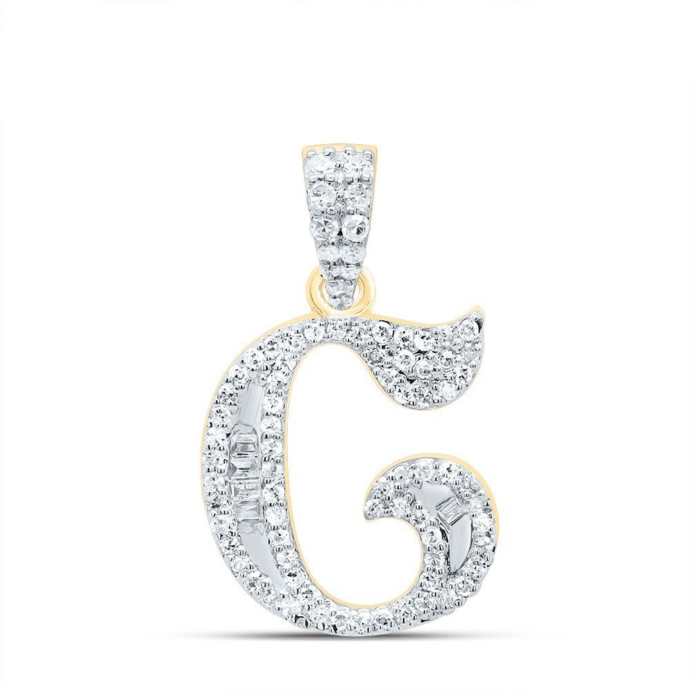 1/4CTW Natural Baguette Diamond 10k Yellow Gold Initial "C" Charm 1.73g Pendant - Elite Jewelers - Charms & Pendants