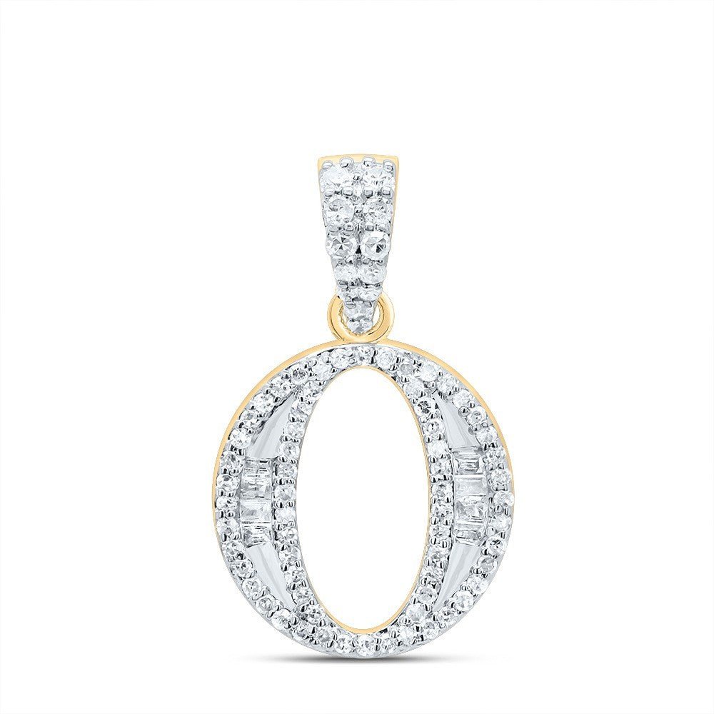 1/4CTW Natural Diamond 10k Yellow Gold 1.55g Initial Letter "O" Pendant Charm - Elite Jewelers - Charms & Pendants
