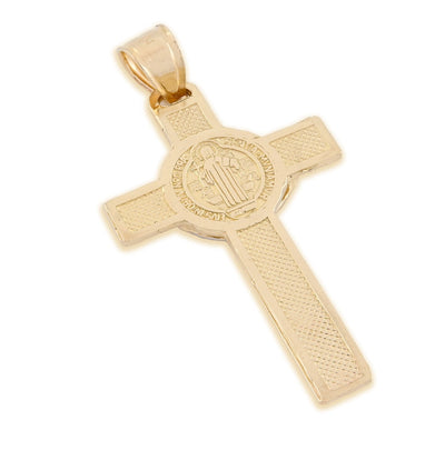 14k Gold 1.8gm St. Benedict San Benito Jesus Cross Crucifix Pendant 2 - Tone Charm - Elite Jewelers - Charms & Pendants