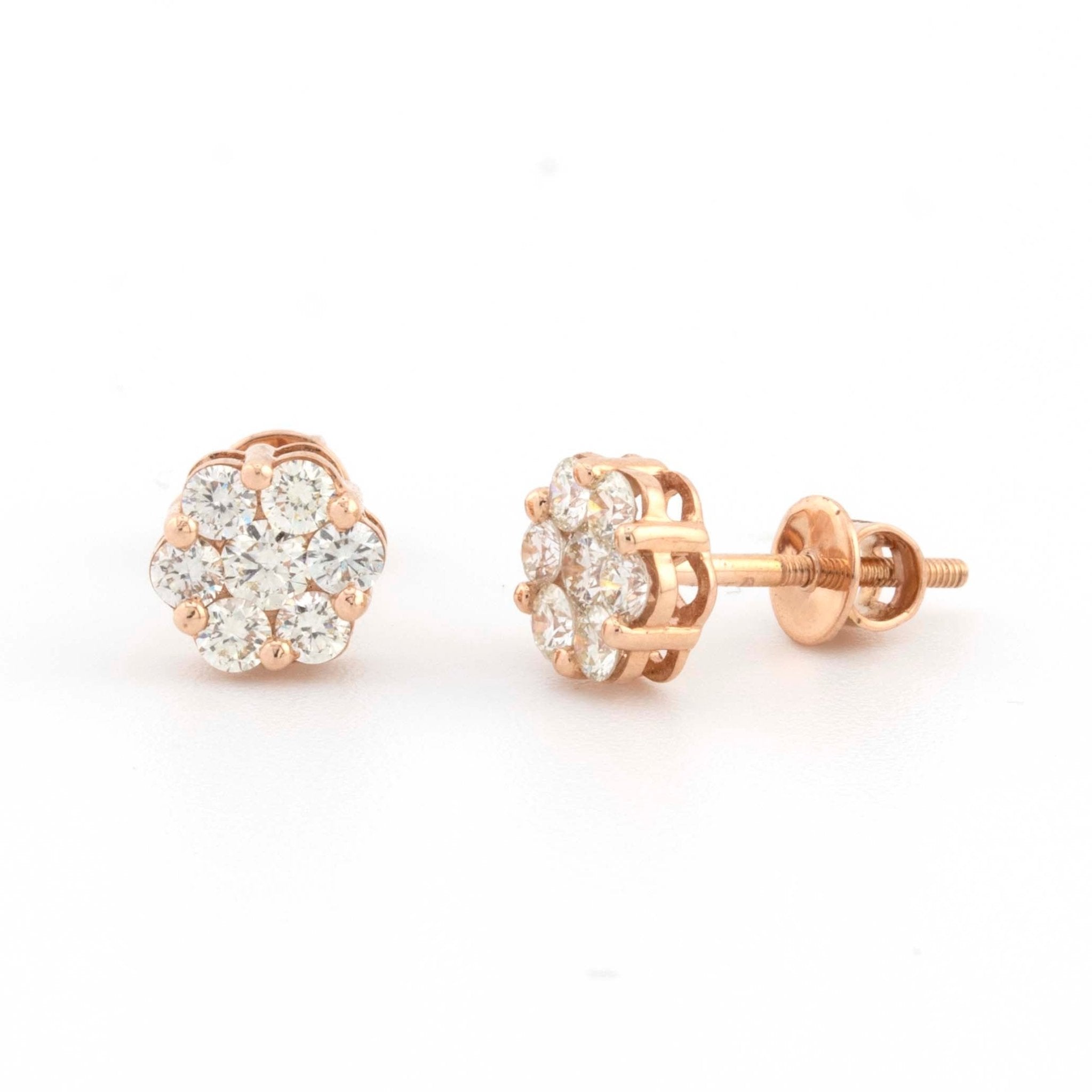 14k Rose Gold 0.48CT VS ER Certified Flower Studs (6mm) - Elite Jewelers - Earrings