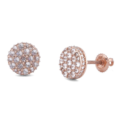 14K Rose Gold 1.5CT Upside Down Diamond Setting Lab Men Women Earrings - Elite Jewelers-Earrings