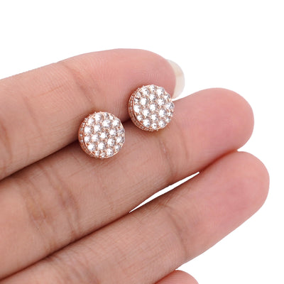 14K Rose Gold 1.5CT Upside Down Diamond Setting Lab Men Women Earrings - Elite Jewelers-Earrings