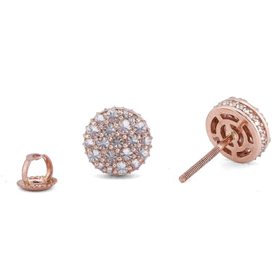14K Rose Gold 1.5CT Upside Down Diamond Setting Lab Men Women Earrings - Elite Jewelers-Earrings