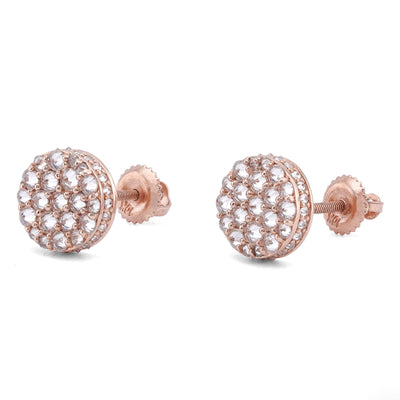 14K Rose Gold 1.5CT Upside Down Diamond Setting Lab Men Women Earrings - Elite Jewelers-Earrings