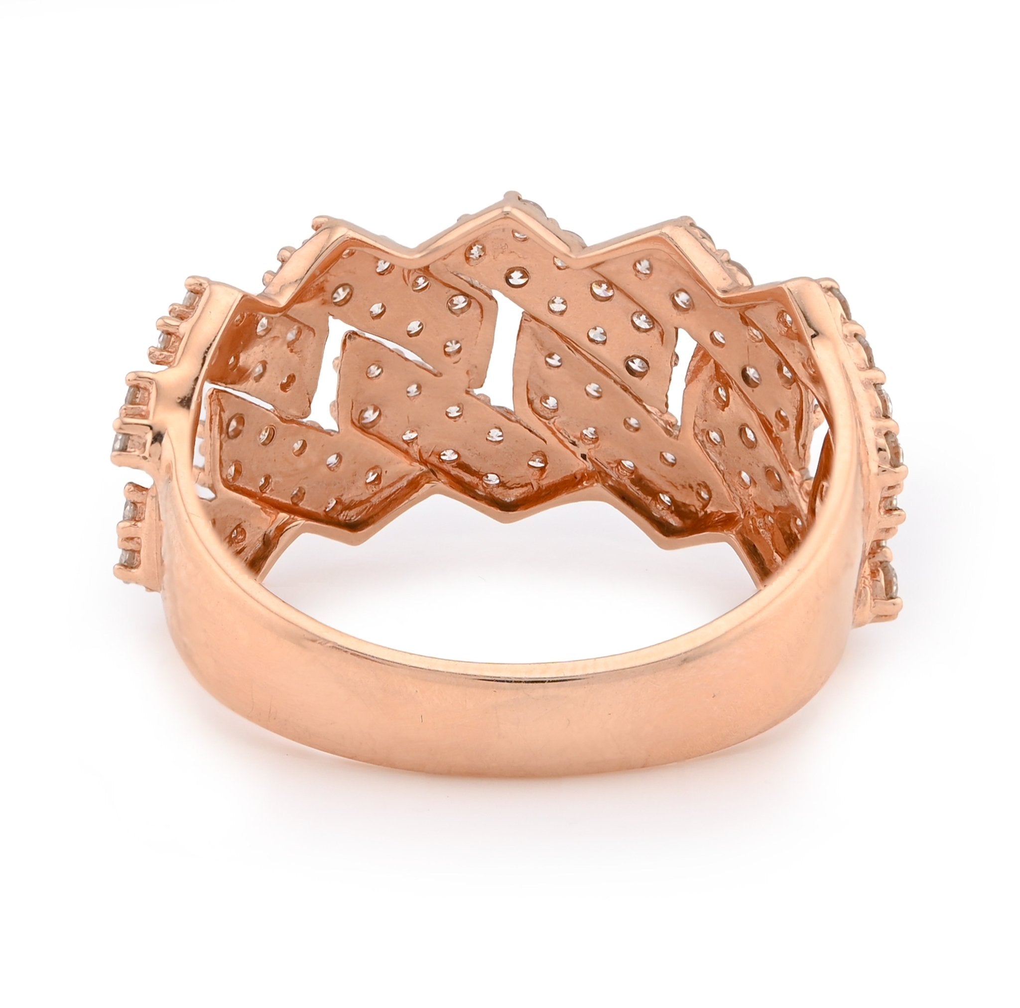 14K Rose Gold 1.84CT Snake Cuban Link Dual Row Natural Diamond Men Ring - Elite Jewelers - Rings