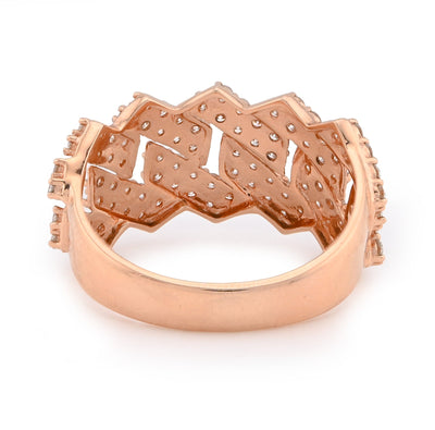 14K Rose Gold 1.84CT Snake Cuban Link Dual Row Natural Diamond Men Ring - Elite Jewelers - Rings