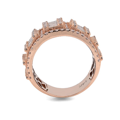 14K Rose Gold 3.75CT Round/Baguette Natural Diamond Men Band Ring 10.3g - Elite Jewelers - Rings