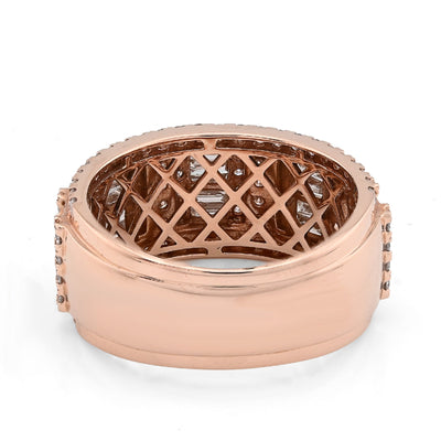 14K Rose Gold 3.75CT Round/Baguette Natural Diamond Men Band Ring 10.3g - Elite Jewelers - Rings