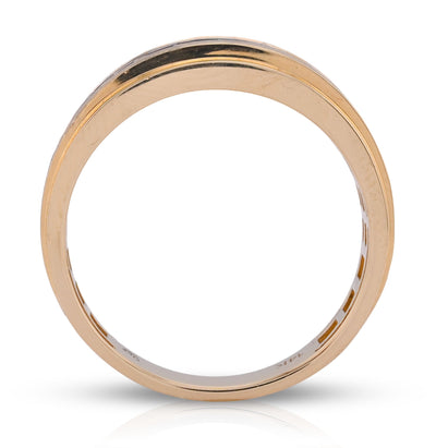 14K Rose Gold Single Row Natural Diamond 0.50CT Mate Men Band Ring - Elite Jewelers - Rings