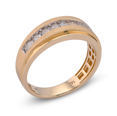 14K Rose Gold Single Row Natural Diamond 0.50CT Mate Men Band Ring - Elite Jewelers - Rings