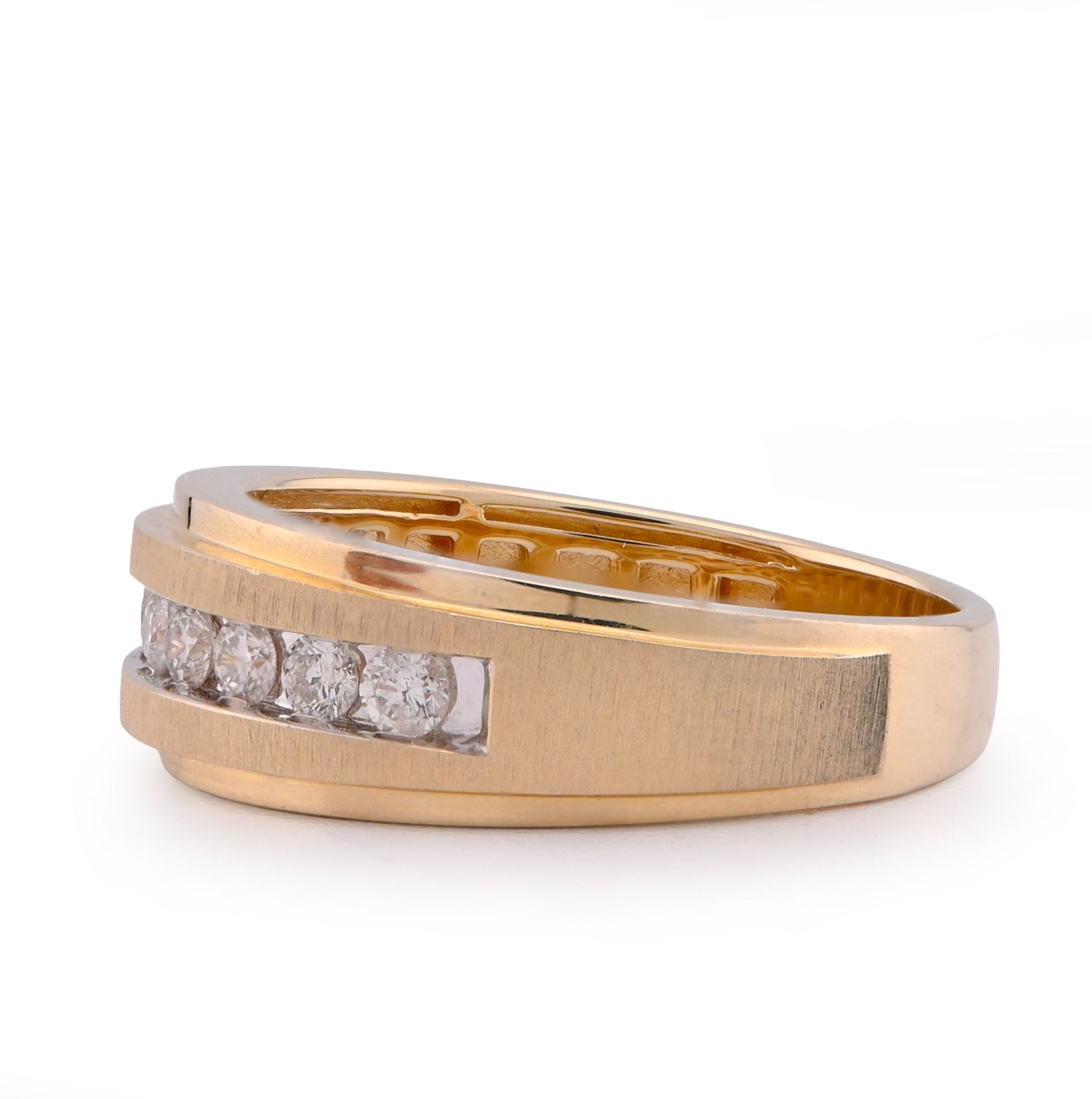 14K Rose Gold Single Row Natural Diamond 0.50CT Mate Men Band Ring - Elite Jewelers - Rings