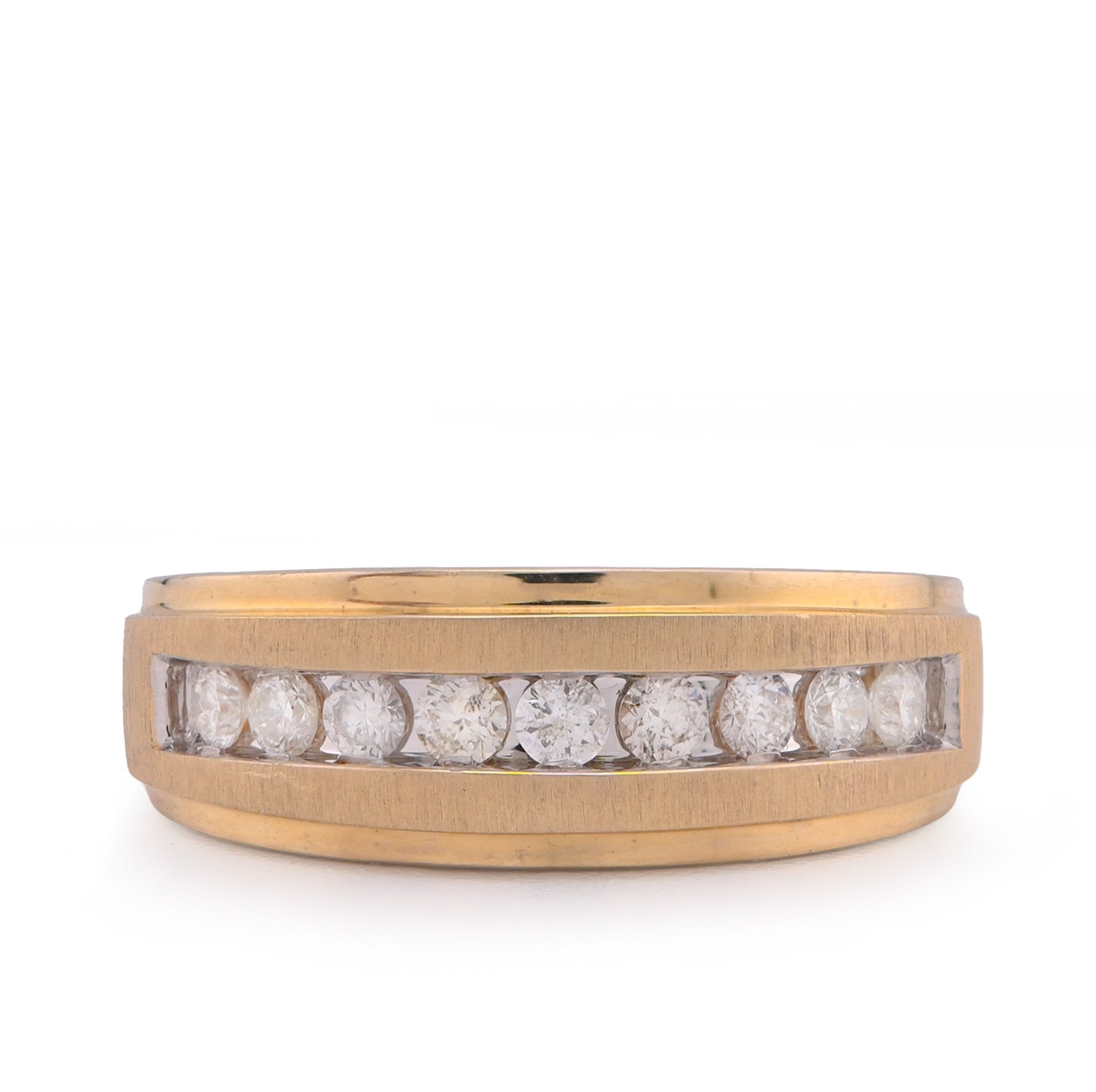 14K Rose Gold Single Row Natural Diamond 0.50CT Mate Men Band Ring - Elite Jewelers - Rings