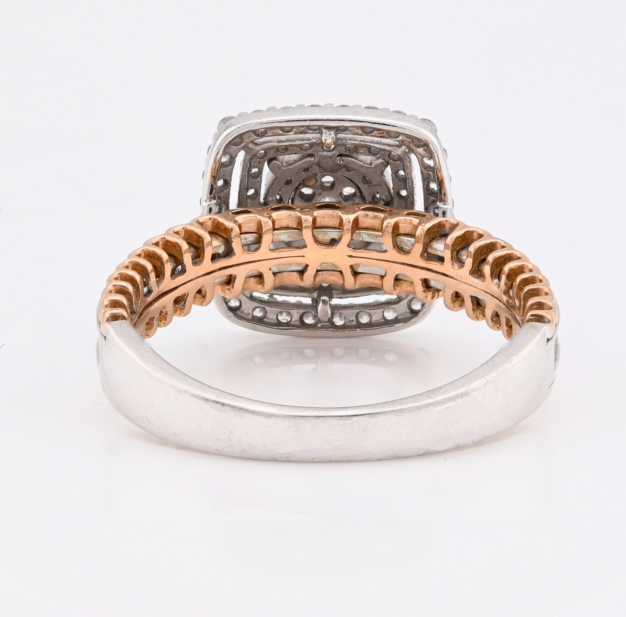 14K Rose/White Gold 2.65CT Natural Diamond Square Shape Cluster Flower Women RIng - Elite Jewelers - Rings