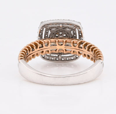 14K Rose/White Gold 2.65CT Natural Diamond Square Shape Cluster Flower Women RIng - Elite Jewelers - Rings