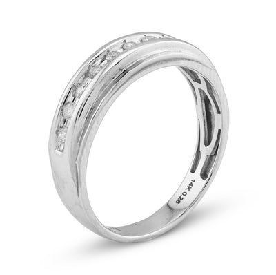 14K White Gold 0.26CT Natural Diamond Centre Row Men Band - Elite Jewelers - Rings