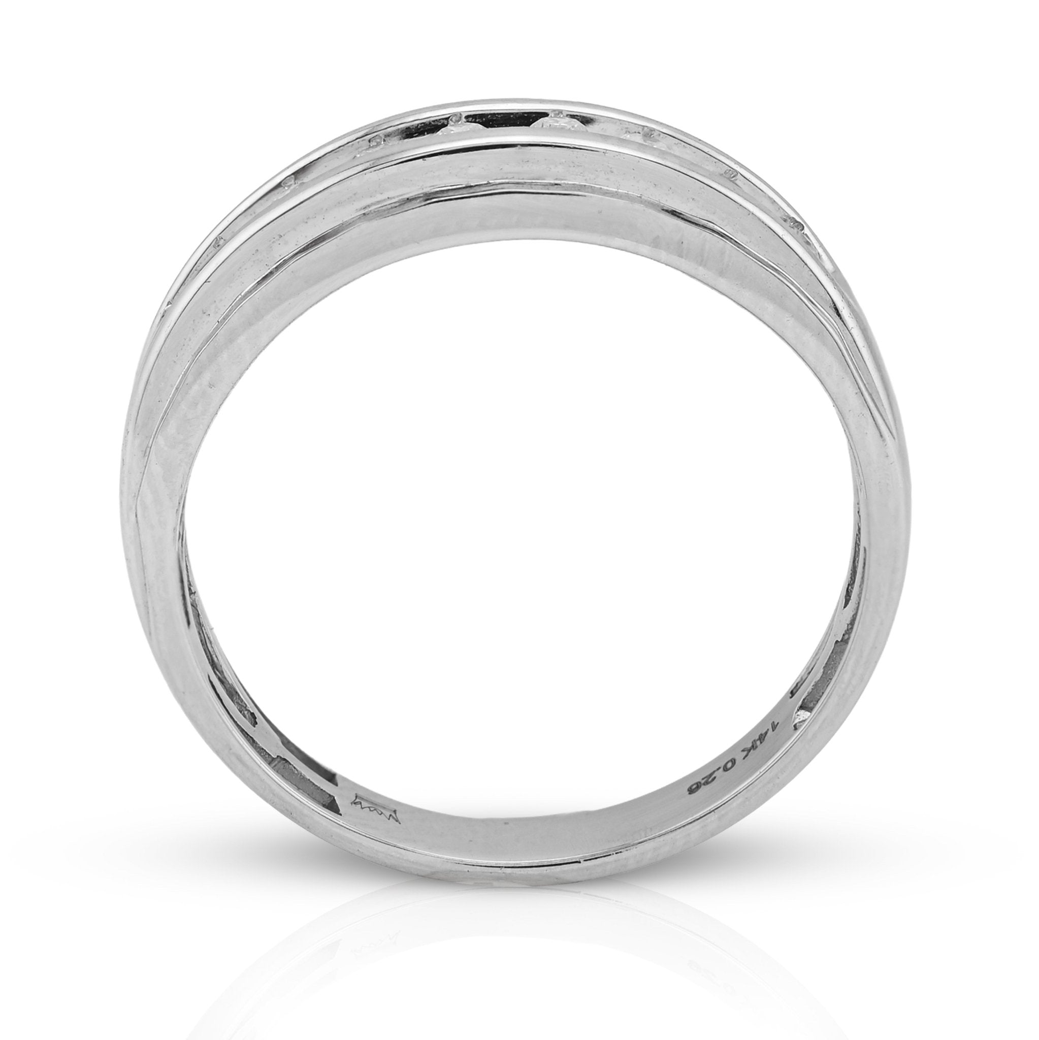 14K White Gold 0.26CT Natural Diamond Centre Row Men Band - Elite Jewelers - Rings