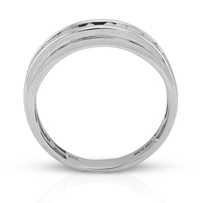 14K White Gold 0.26CT Natural Diamond Centre Row Men Band - Elite Jewelers - Rings