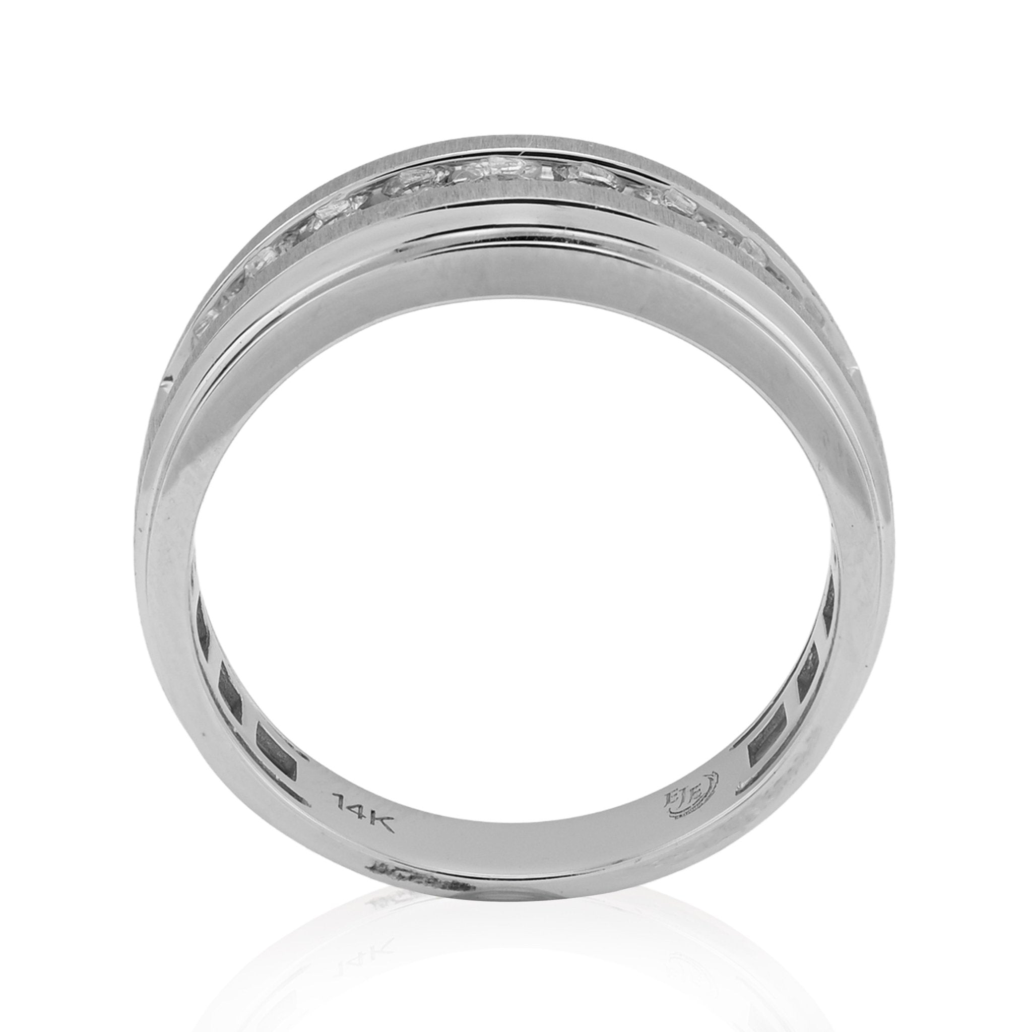 14K White Gold 0.50CT 9 Centre Natural Diamond Stone Men Band - Elite Jewelers - Rings