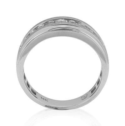14K White Gold 0.50CT 9 Centre Natural Diamond Stone Men Band - Elite Jewelers - Rings