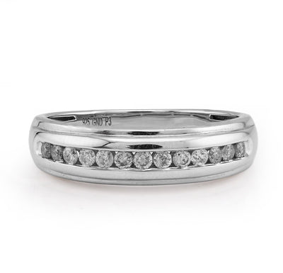 14K White Gold 0.50CT 9 Centre Natural Diamond Stone Men Band - Elite Jewelers - Rings