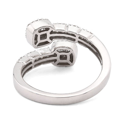 14K White Gold 0.50CT Natural Diamond Round/Baguette Wrap Women Ring - Elite Jewelers - Rings