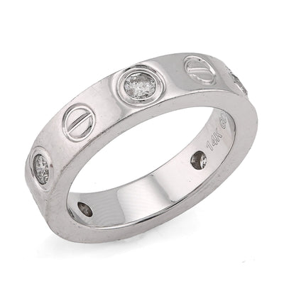 14K White Gold 0.74CT Natural Diamond Cartier 5 Diamond Love Ring Men Band - Elite Jewelers - Rings