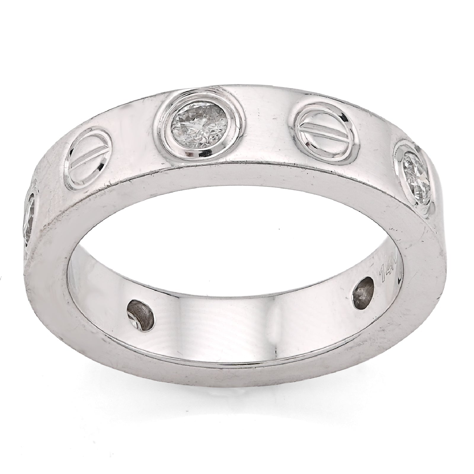 14K White Gold 0.74CT Natural Diamond Cartier 5 Diamond Love Ring Men Band - Elite Jewelers - Rings