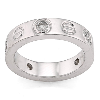 14K White Gold 0.74CT Natural Diamond Cartier 5 Diamond Love Ring Men Band - Elite Jewelers - Rings