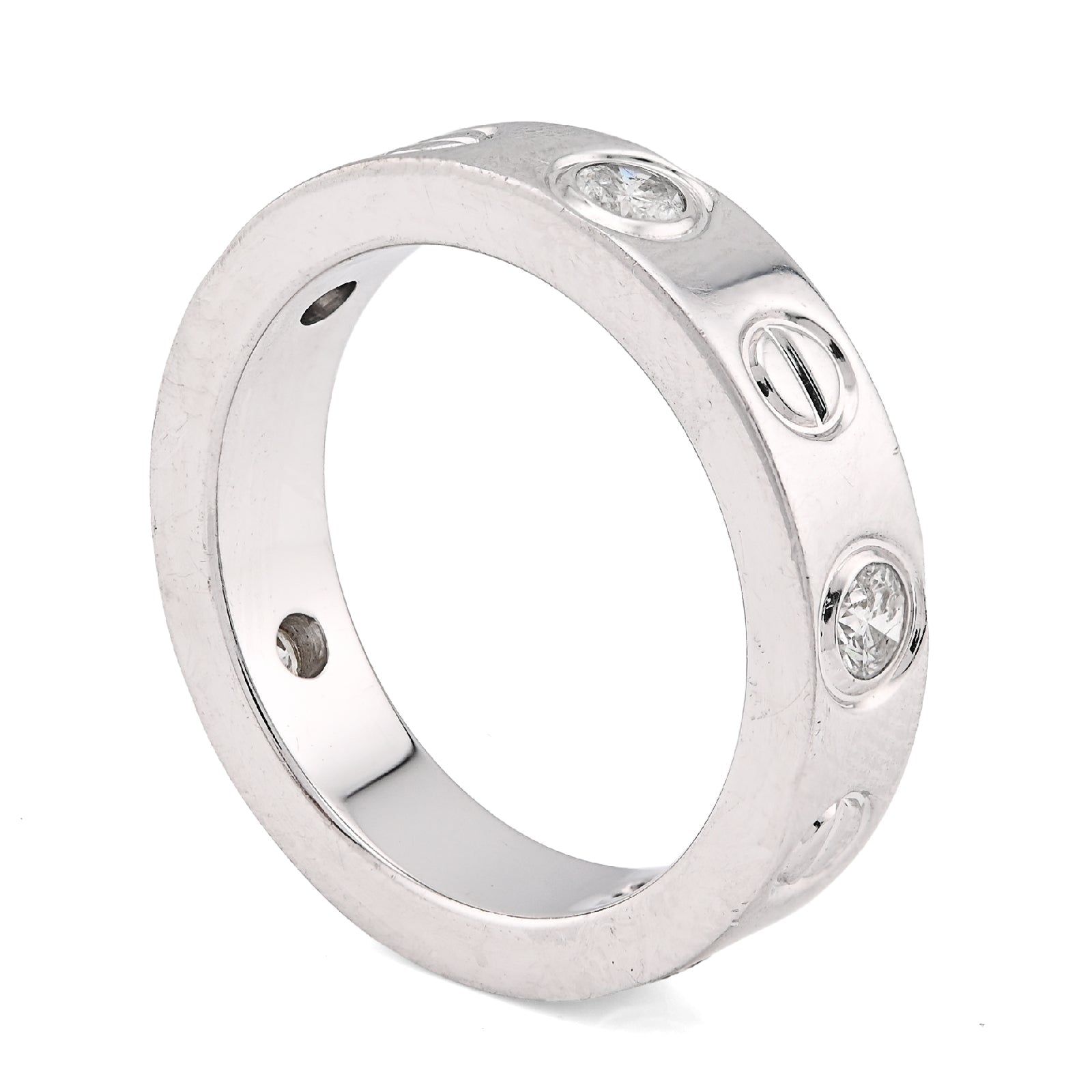 14K White Gold 0.74CT Natural Diamond Cartier 5 Diamond Love Ring Men Band - Elite Jewelers - Rings