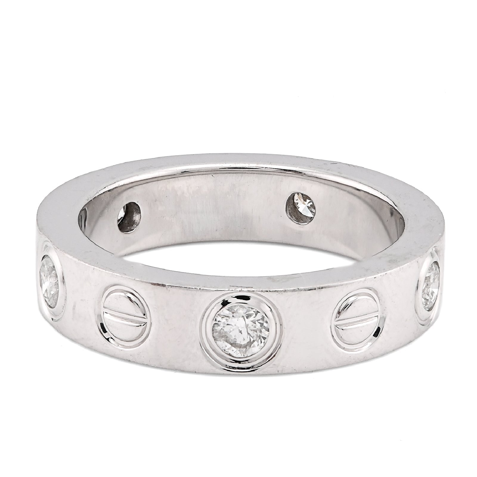 14K White Gold 0.74CT Natural Diamond Cartier 5 Diamond Love Ring Men Band - Elite Jewelers - Rings