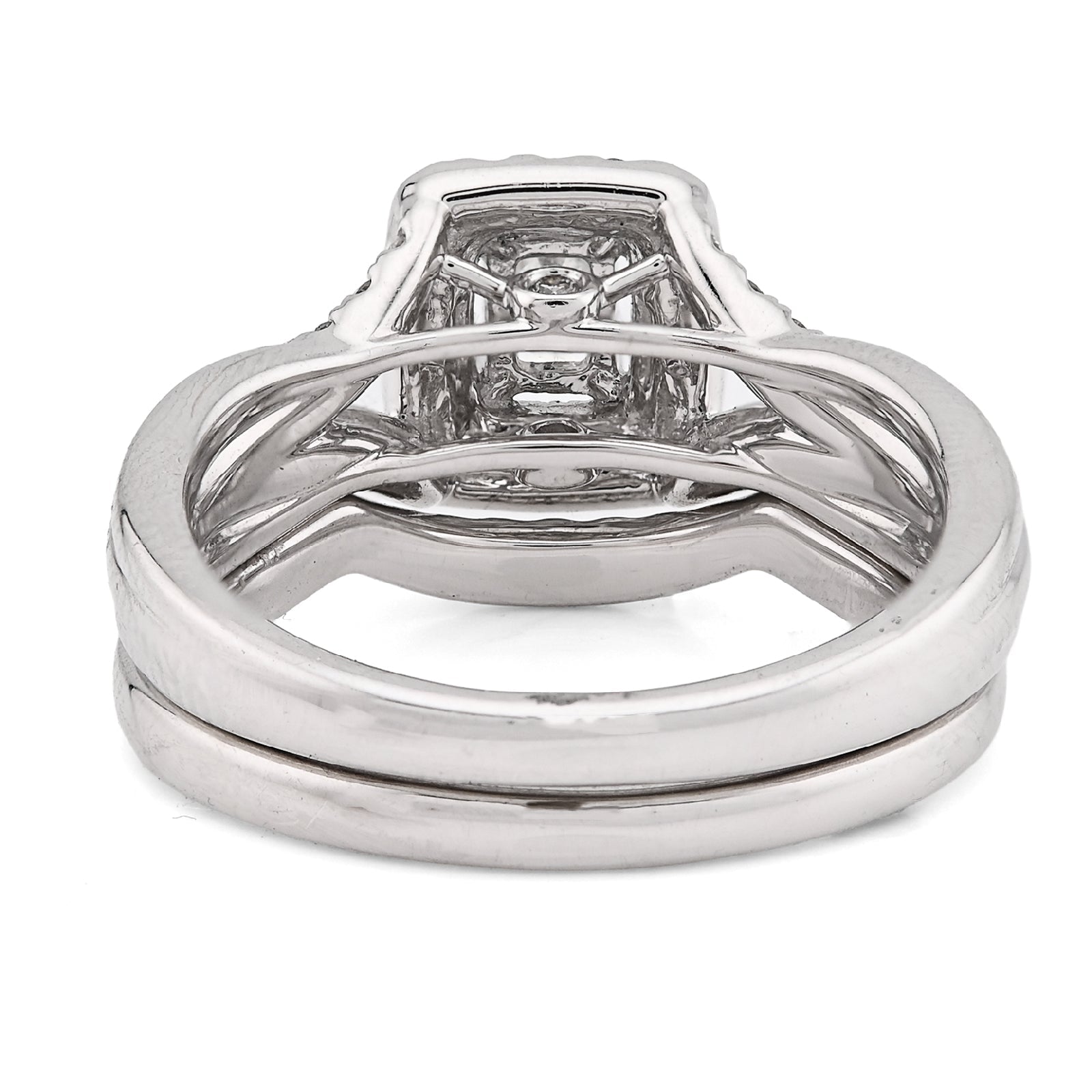 14K White Gold 0.96CT Natural DImaond Emerald Solitare Rectangular Women Wedding Ring Band - Elite Jewelers - Rings