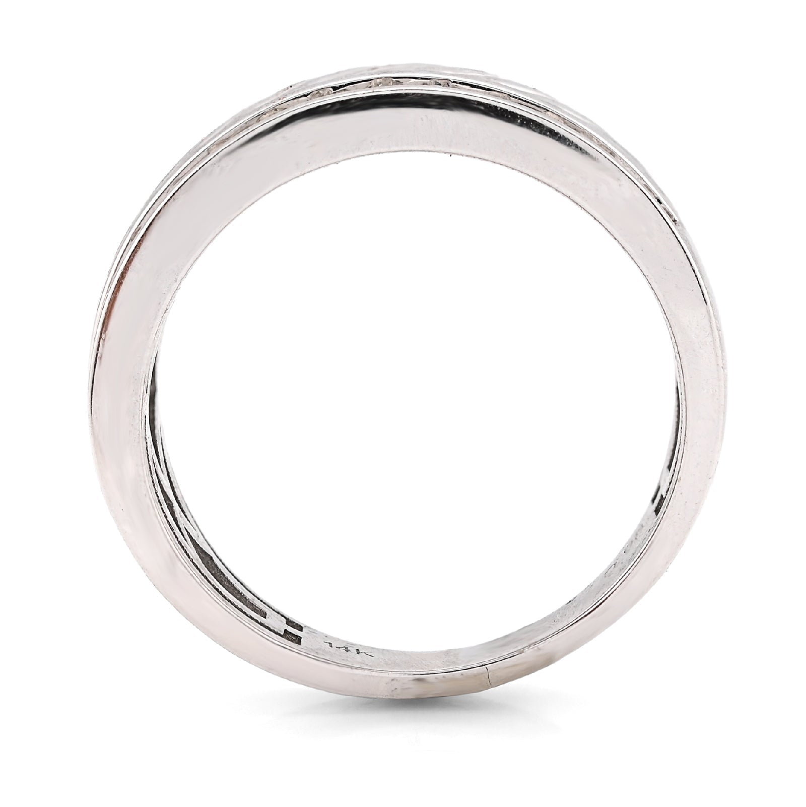 14K White Gold 0.98CT Natural Diamond Round Channel Setting Two Row Men Band Ring - Elite Jewelers - Rings